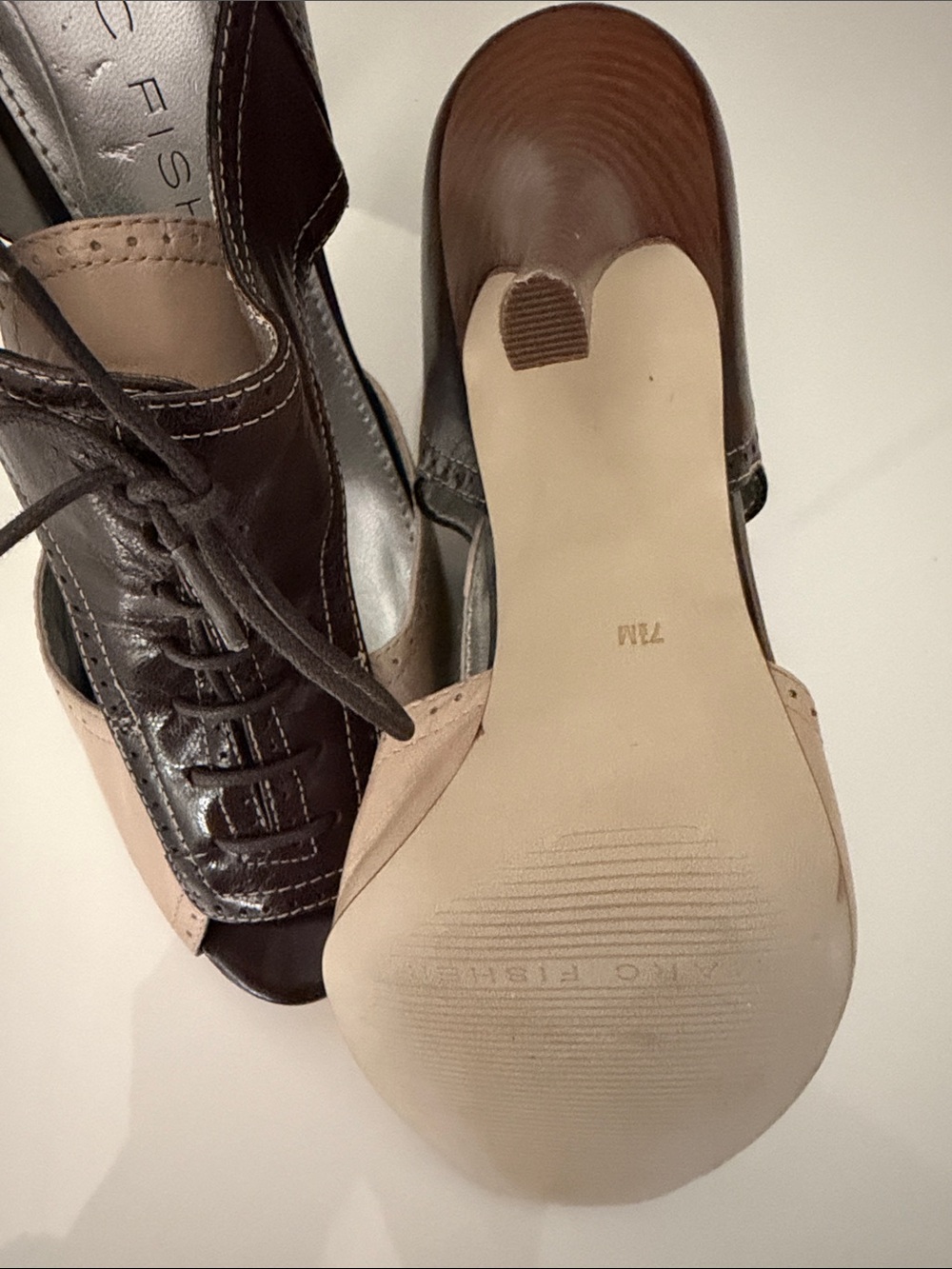Marc Fisher Brown and Tan Lace-Up Oxford Heels - Picture 5 of 5